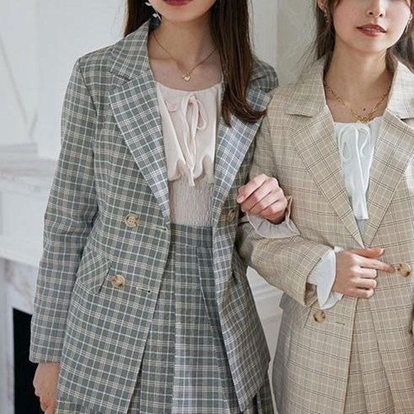 Dearmylove Rose Spring Check Pattern Set Up (Grey) - Picture 1 of 3